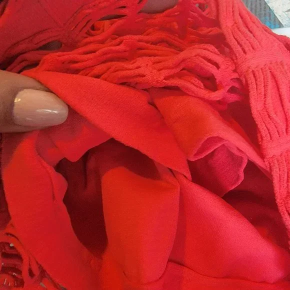 NWT Sz M/L Women's Bebe pink space knit lined square neck mesh stretch Crop top - Picture 3 of 5